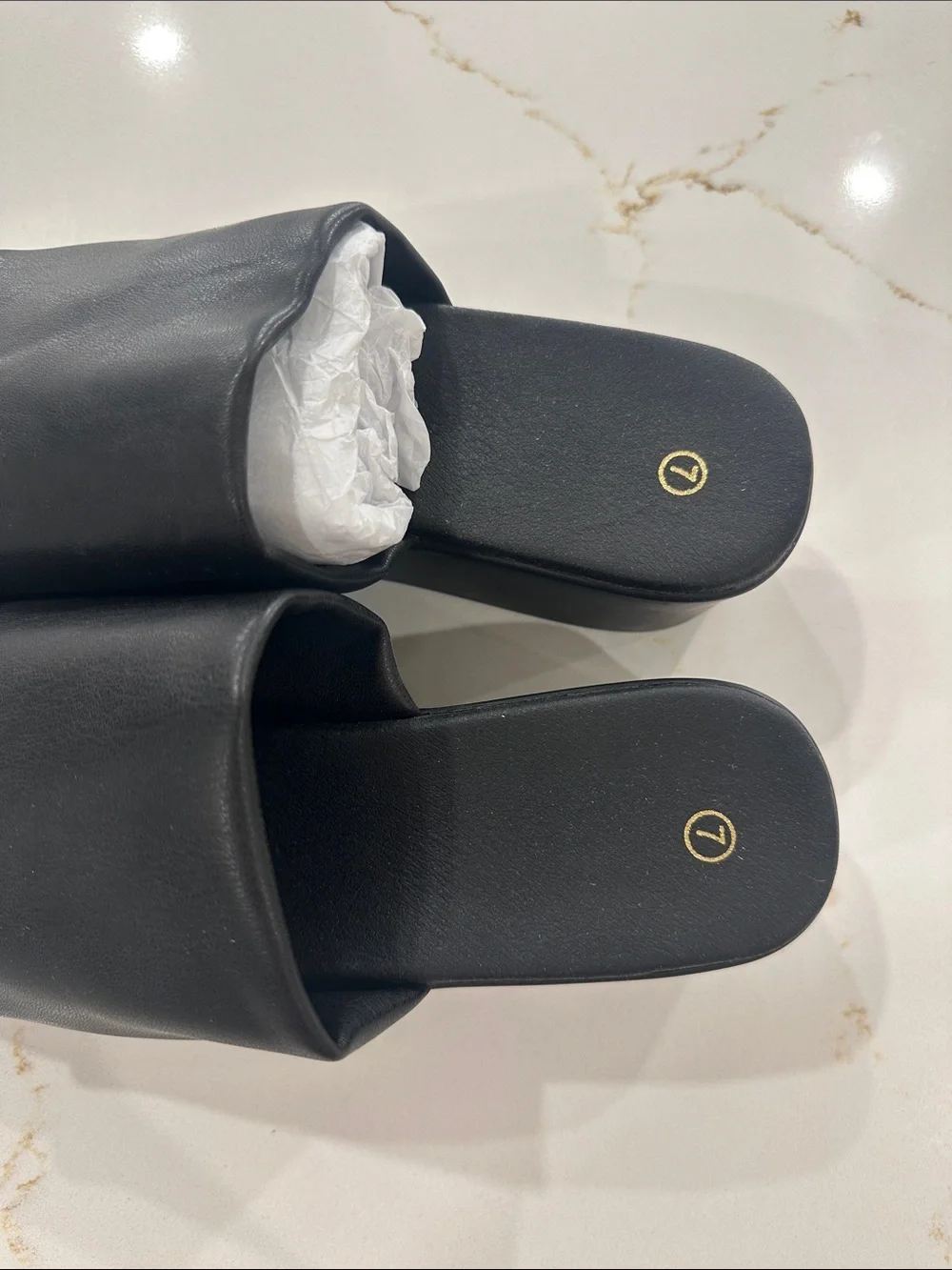 Black Platform Slide Sandals - Unbranded